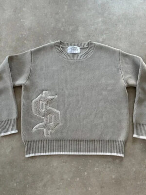 S92558a3f4a57404c99d1b751858ed4e5l.jpg Y2K Grey Long Sleeve Sweater Dollar Gothic Embroidery Pullover Goth Retro Casual Streetwear Old Money Men Boxy Knitted Clothing