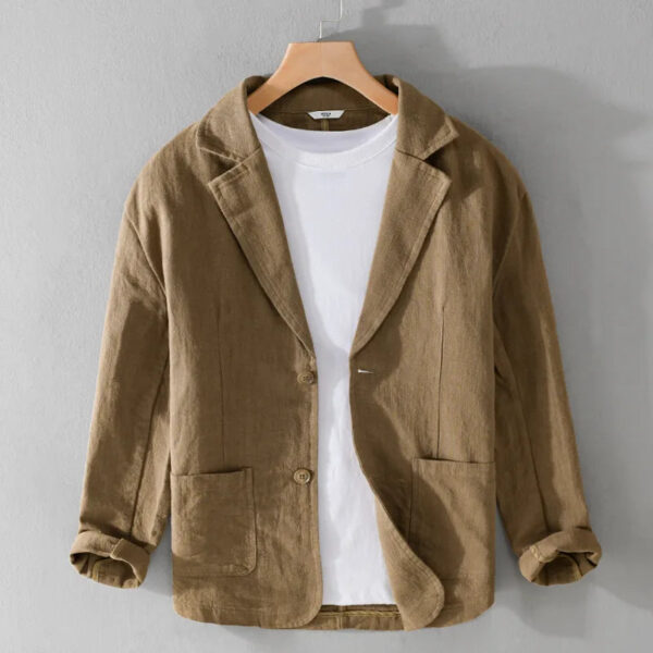 S925acc77203f4ab9b35e788f98583798q.jpg Y803 Spring Autumn Good Quality Linen Blazer For Men Business Casual Solid Color Simple Double Buttons Thin Male Suits Jackets