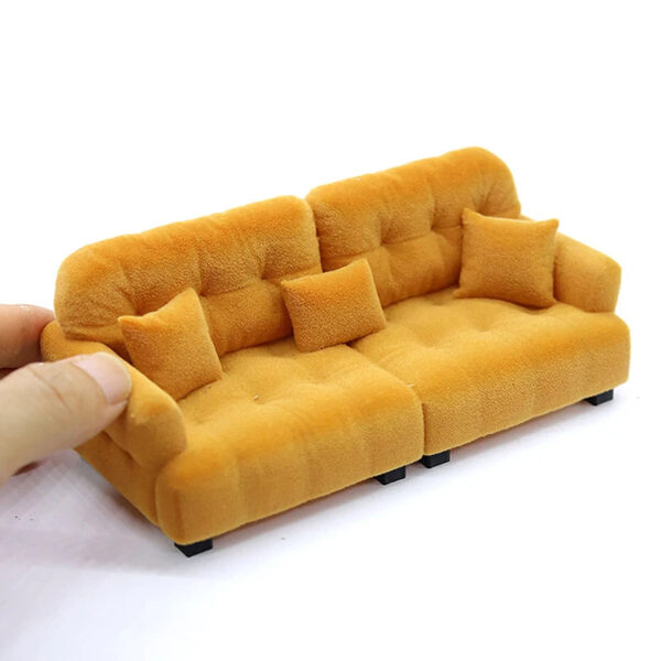 S9283a48c6d36455fa533a114dad48de9C.jpg Dollhouse Simulation Flocking Sofa Model Dollhouse Mini Living Room Furniture Decoration Accessories Pretend Play Toys