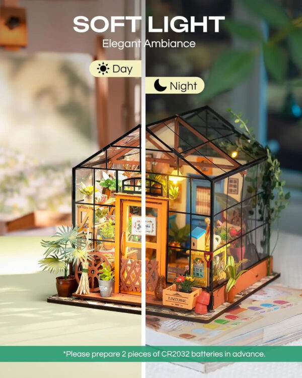 S928e196470d74718860fe044b2aaa799m.jpg Robotime Mini Green House Cathy's Flower House DIY Dollhouse Wooden Miniature Furniture Kit with LED Best Birthday Gifts