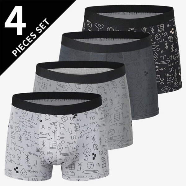 S92da5452fda24d5dac97c7e917e39720X.jpg 4/5Pcs European and American Size MEN'S Printed Fashion Boyshort Comfortable MEN'S Waist plus Size Underwear Sexy Swimming Trunk