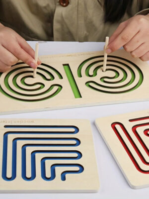 Children Left Right Brain Puzzle Toy Pen Movement Trajectory Control Training Hand Brain Coordination Wooden Educational Toys