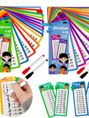 S93e986b4853f4fc886587802961315ad3.jpg Math Flash Cards Set: Addition, Subtraction, Multiplication, Division & Fraction Learning, 15 Cards + 2 Erasable Pens