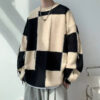 S940c65f9e8cf4521a4ce16775499cc6dR.jpg Plaid Sweater Men Spring and Autumn New Splicing Pullovers O-Neck Fashion Loose Minimalist Casual Long-sleeved Knitted Tops