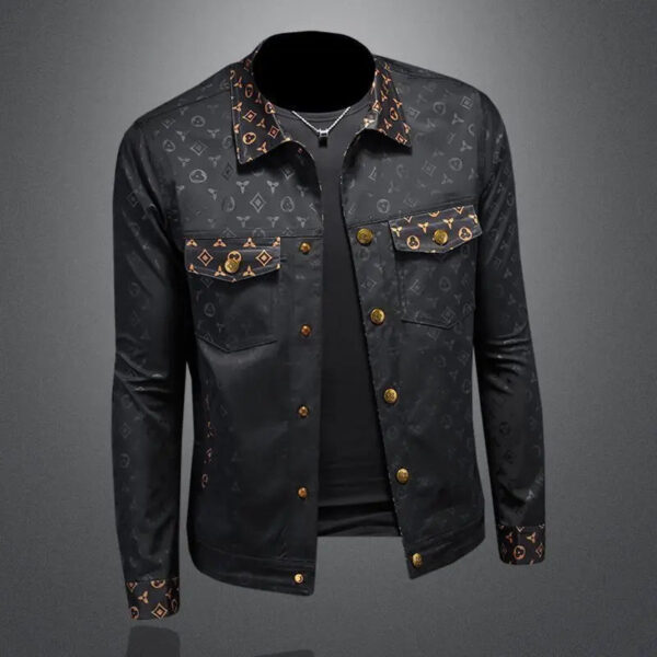 Men's Large Size Dark Flower Jacket Autumn Casual Lapel Slim Fit Handsome Trendy Men's Clothing