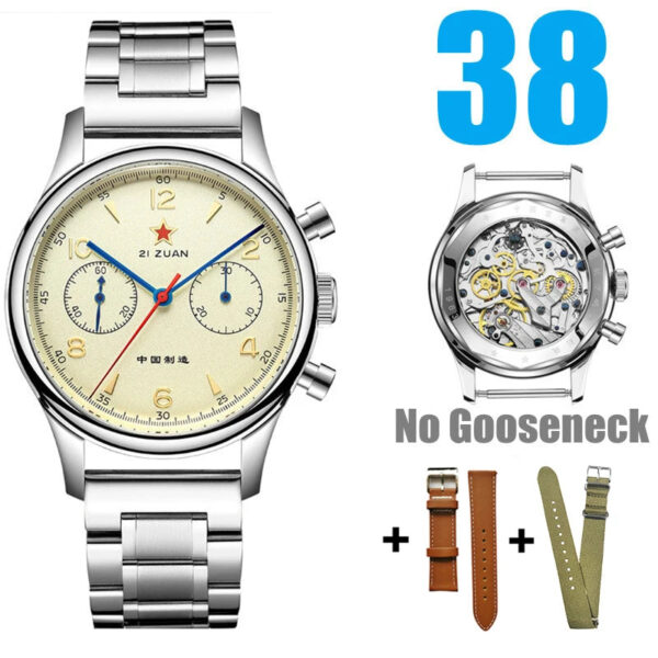 S95645b559e7d42e99ffc0f2d3fec2f79C.jpg RED STAR 38mm Men's 1963 Chronograph Mechanical Watch Pilot with Seagull Movement ST1901 Air Force Aviation Sapphire Goose 40mm