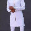 Men's chic casual white geometric print two-piece suit