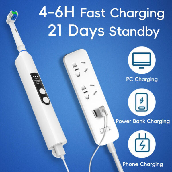 S96773f8bb4a7463181daa1f6702bc847P.jpg Smart Electric Toothbrush, 4 Modes USB Charging Rechargeable Electric Toothbrushes, Fit for Oral B Electric Toothbrush Heads