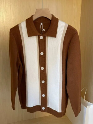 S96ea4d160db146509f652dfc994ef1a4z.jpg Mens Clothes Trendy Contrast Color Patchwork Button Sweater Cardigan Autumn Winter Polo Collar Long Sleeve Loose Knitted Jackets