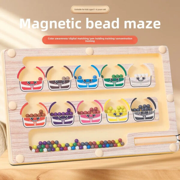 S9728321c0b3a4515814ba5ea41bd61e4z.jpg 2 in 1 Magnetic Color Sorting Maze & Drawing Board Toddler Montessori Toys Number Matching Learning Counting Preschool Activity