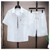 S97399b6396714e719d97aa79173354b5J.jpg Casual Thin Sports Two-piece Set 2024 Summer Ice Silk Suit Men's Trendy Short Sleeve T-shirt Shorts One Set