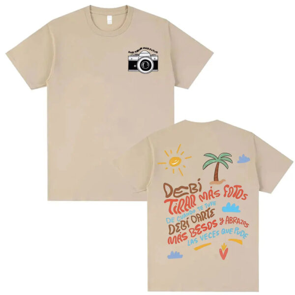 Bad Bunny Debi Tirar Mas Photo DTMF Album T-shirt Men's Women's Harajuku Style Short Sleeved Casual Cotton Oversized T-shirt