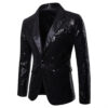 S9772728412e4483b895fbba4edc40454j.jpg Fashion Men Luxurious Sequin Plaid Suit Jacket Gold / Silver Singer Host Stage Party Loose Dress Blazer Coats