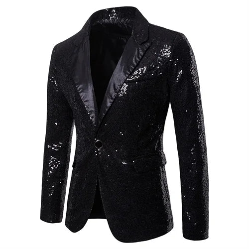 S9772728412e4483b895fbba4edc40454j.jpg Fashion Men Luxurious Sequin Plaid Suit Jacket Gold / Silver Singer Host Stage Party Loose Dress Blazer Coats