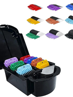 S977603ad3e4c45c59c00407cede08933Z.jpg Animal Stainless Steel 9 Color Guide Comb Set For Most Oster/Wahl/Andis Detachable Clippers (ONLY Snap on Size #10/15/30 blades)