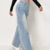 S97f94b074f0e4bc7ba645038ba339a80q.jpg European and N Trend Washed Blue Wide Leg Jeans Women Jeans Women Comfortable Fashion All-matching Trend Jeans