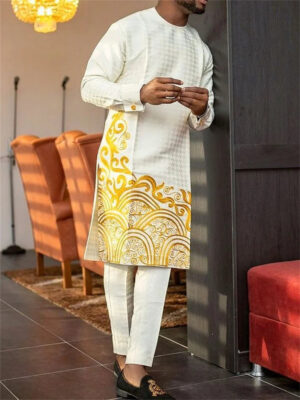 S980fcdbe689d4bdb9f2ea0f2bb3a67e1b.jpg Men's chic casual white geometric print two-piece suit