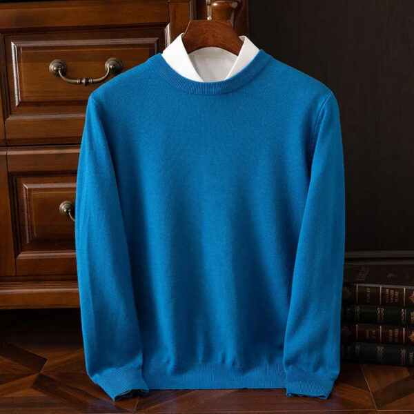 S98a105960716485cb8dc8fb43bebce3bj.jpg Men's 100% Cashmere Sweater O-Neck Pullovers Knit Large Size Wool Sweater Winter New Tops Long Sleeve High-End Jumpers