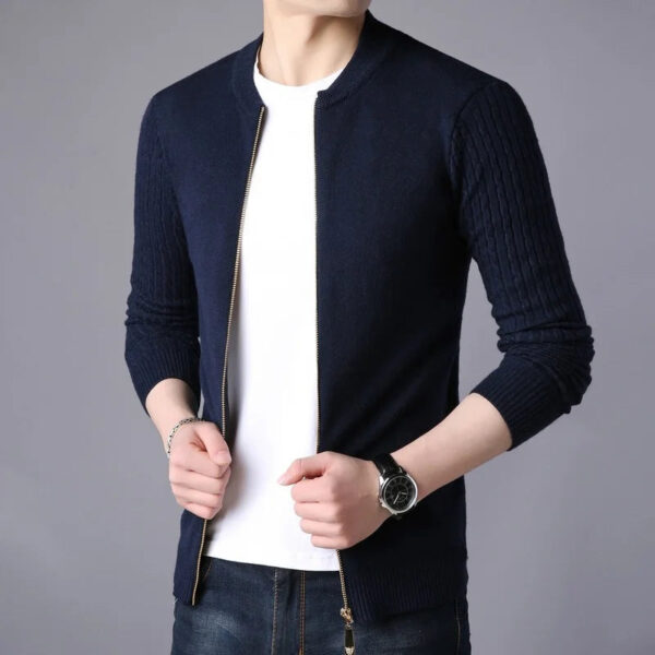 MRMT 2026 Brand New Men's Knitted Cardigan Fashion Slim Fit Korean Small Stand Collar Sweater Men Cardigans Jackets For Male