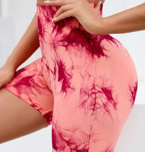 S98ac9d8755ed401cbca45f18d5c9c768y.jpg Multicolour Tie Dye Women’s Quick Drying Yoga Shorts Tight Fitting Sports Shorts for Women Peach Hip Compression Shorts Fitness