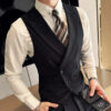 S98cb9e08c97d4f089dbaf668b0ef5e088.jpg Men Vest Black With Lapel Solid Double Button Waistcoat For Wedding Groom Banquet Business Casual Work Daily Men Suit Vest