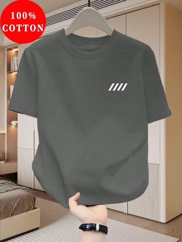 S9a1c88f844484efd9286ffb0fbb052d4u.jpg 100 cotton Men'S Oversized T-Shirt - Breathable Short Sleeve Round Neck with Minimalist Black Grid Pattern PrintCa