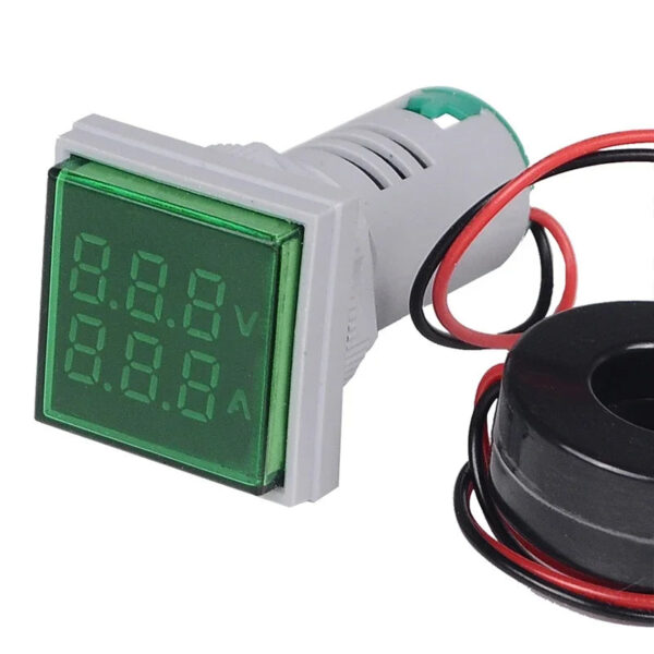 S9a2e20cd25b747148140bc36ca020505o.jpg Mini Digital Voltmeter Ammeter 22mm Square AC 20-500V 0-100A Amp Volt Voltage Tester Meter Dual LED Indicator Pilot Lamp Light
