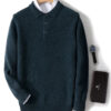 S9a8af38c2c3249fb8cd5bf5a5becd104v.jpg New Men's POLO Collar Sweater Autumn Winter Thick Long Sleeve Business Pullovers 100% Merino Wool Knitwear Shirt Basic Clothes