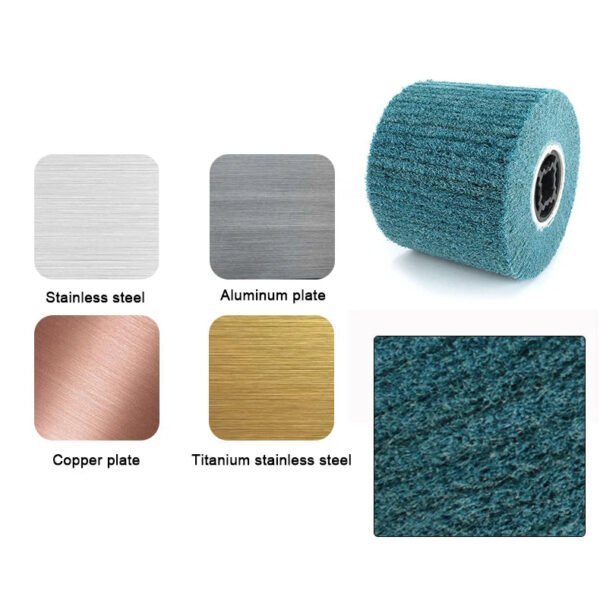 S9b118510f43f4a45931b02a2aebe6713z.jpg SIFANG Non-woven Nylon Abrasive Flap Wheel Brush Wire Drawing Polishing Burnishing Drum Wheel for Stainless Steel