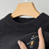 S9b5a79a437314985a4a4ff238463a427v.jpg Premium Luxury 2024 Autumn/Winter Round Neck Solid Color Exquisite Embroidery Men's Sweater Casual Warm Thick Knitted Sweater