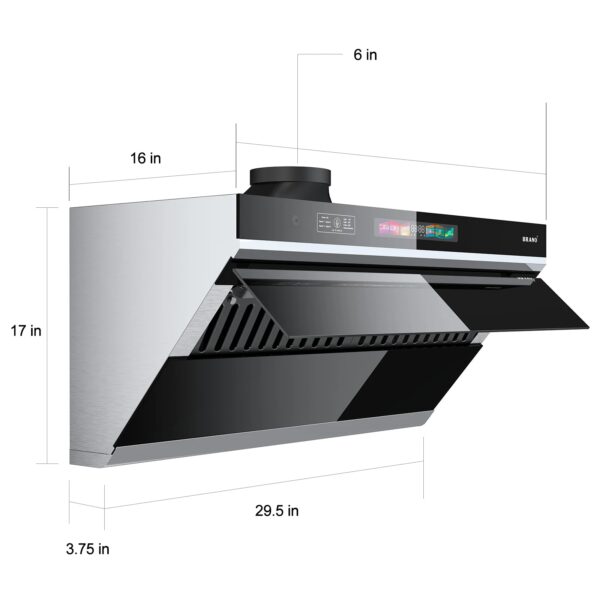 S9b98d1d25fdb4694b78b9628fa3eacf6b.jpg Under Cabinet Range Hood 30/36 inch, 900 CFM Kitchen Hood with Voice/Gesture/Touch Control,Ducted/Ductless Convertible