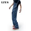 S9c4465c89c7c44579c2f1e019bb60b26S.jpg Overalls for Men Denim Suspenders Simple Baggy Jeans Men's Street Casual Solid Mid Waist Loose Washed Jumpsuits Length Tracksuit