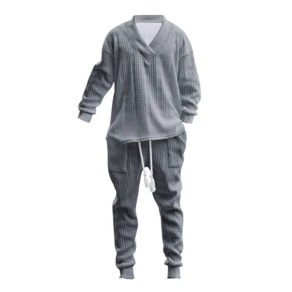 S9d1f752c04364ed188ce97caa81c1507B.jpg 2025 Cross-border New Men's Casual Trousers V-Neck Versatile Jacquard Knitted Sweater Set