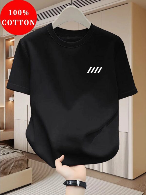 S9d6d770129c44446aab73d9dffa27670L.jpg 100 cotton Men'S Oversized T-Shirt - Breathable Short Sleeve Round Neck with Minimalist Black Grid Pattern PrintCa