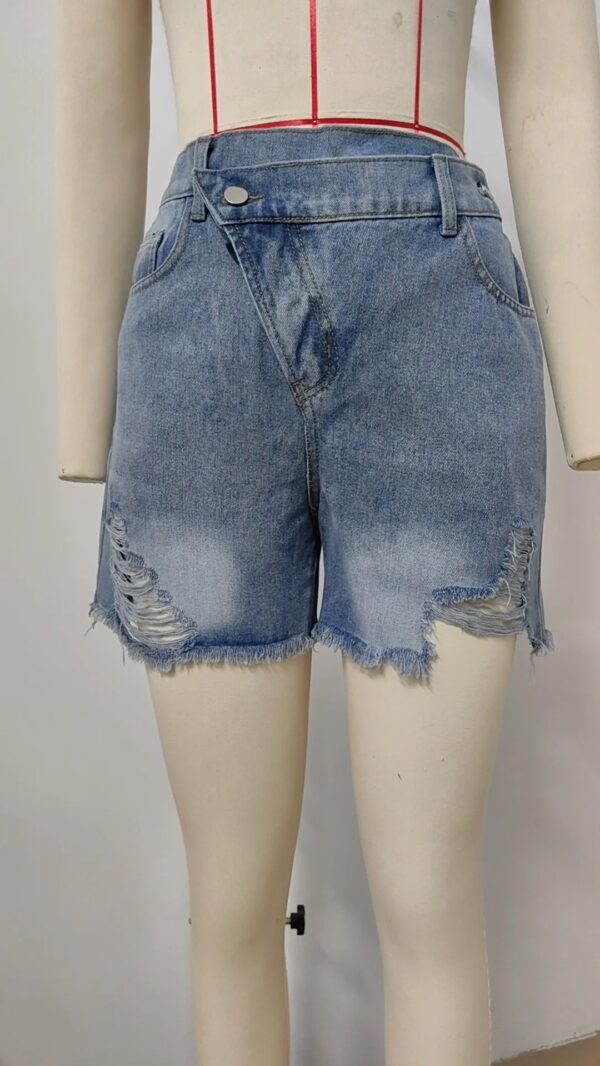 S9d9d46ab6cbd4d60ab2d4d94f78f4afb8.jpg Denim Shorts for Women Distressed Hole Jeans Irregular Washed Mid Waist Pockets Streetwear 2025 Female Vintage Short Pants