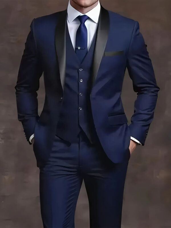 S9dd10f4d9e864ed8afda0e2405fe1dd8o.jpg Elegant Men's Suit Sets- Slim Fit Tuxedo Set for Weddings & Formal Occasions, Black Suit