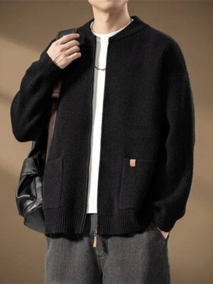S9e45e3540ea14089897276e6f51691dcs.jpg Autumn Winter Knit Sweatercoat Men Stand Collar Loose Casual Knitted Cardigan Mens