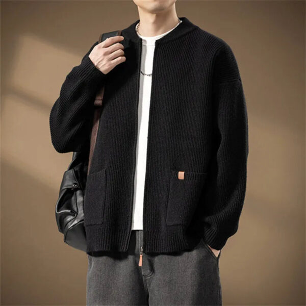 S9e45e3540ea14089897276e6f51691dcs.jpg Autumn Winter Knit Sweatercoat Men Stand Collar Loose Casual Knitted Cardigan Mens