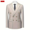 Men Double Breasted Suit Black Slim Fit High Quality Wedding Costume Party Prom Gold Button Male Suits