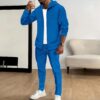 S9eda6762d4c64b978e49529d282ac4eaW.jpg Spring and autumn new Waffle men's casual slim-fit hooded long-sleeved cardigan matching color fashion high quality tracksuit pa