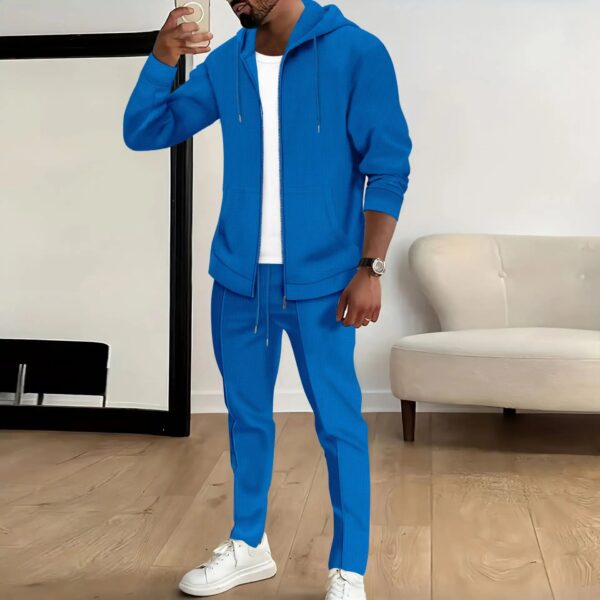 S9eda6762d4c64b978e49529d282ac4eaW.jpg Spring and autumn new Waffle men's casual slim-fit hooded long-sleeved cardigan matching color fashion high quality tracksuit pa