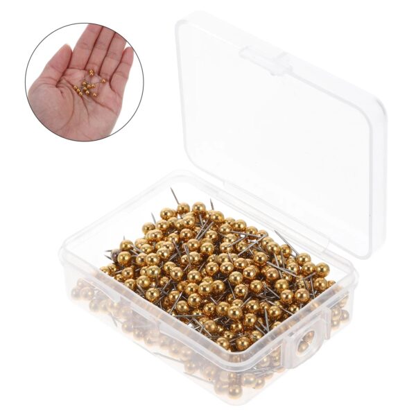 400Pcs Plastic Pin Tack Needle Bulletin Board Push Flag Map Round Travel National Thumb Stick Photo Holder (Golden)
