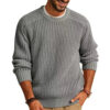 S9f4e6d4192104a2585e07ea66e24aefev.jpg Fashion Autumn Winter New Men's Sweater Long Sleeve Round Neck Casual Men Knitted Jacquard Pullover Solid Tshirt Man Tops