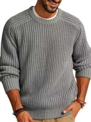 S9f4e6d4192104a2585e07ea66e24aefev.jpg Fashion Autumn Winter New Men's Sweater Long Sleeve Round Neck Casual Men Knitted Jacquard Pullover Solid Tshirt Man Tops
