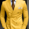 High Quality Brown Men's Suits Double Breasted Bespoke Double Breasted Peaked Lapel Formal Blazer Slim Fit 2 Piece Jacket Pants