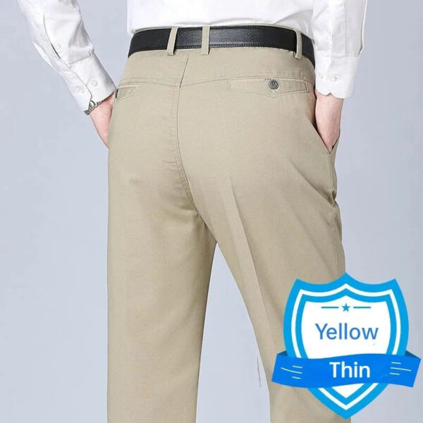 S9fea7252f1d74cd4899e3f5425a41676f.jpg New Arrival 100% Cotton Summer Autumn Men's Casual Pants Fashion Solid Black Beige Gentle Thicken Trousers Brand Smart Suit Pant