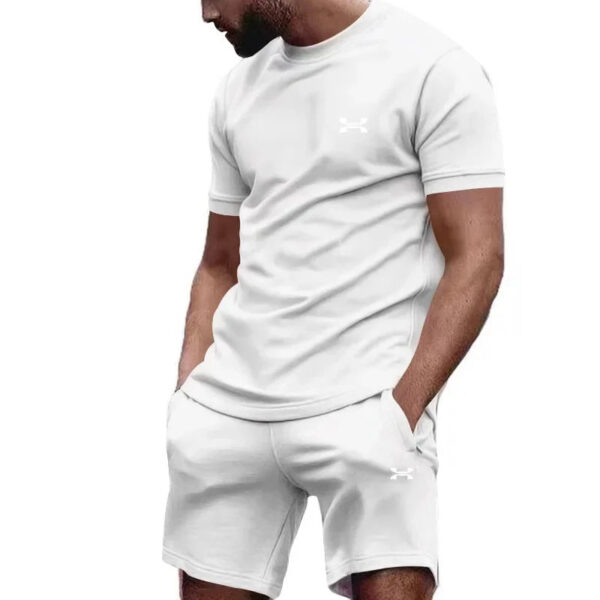 Sa0013eb0f7ab4bb1942b3c90a2de93c9A.jpg New summer men's casual shortsleeved shorts 2-piece city street fashion T-shirt shorts suit men's cool run hot sale