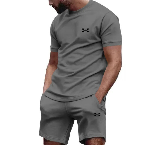 Sa025de8a7eb94902b6ea9ee2a53fcd0fu.jpg New summer men's casual shortsleeved shorts 2-piece city street fashion T-shirt shorts suit men's cool run hot sale