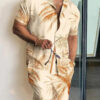 Sa032b02bc00f46458fe64e317723f542N.jpg 2024 Summer Men's Temperament Shirt Set Men's Hawaii Vacation Short Sleeve Top Drawstring Shorts 2 Pcs Boutique Party Dresses