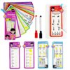 Math Flash Cards Set: Addition, Subtraction, Multiplication, Division & Fraction Learning, 15 Cards + 2 Erasable Pens